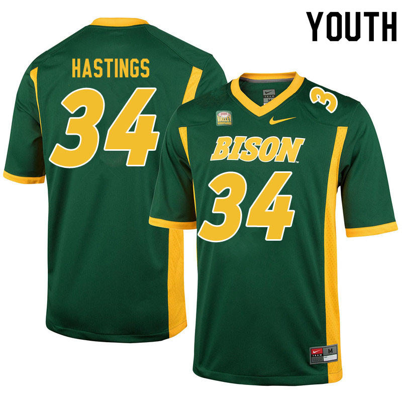 Youth #34 Jesse Hastings North Dakota State Bison College Football Jerseys Sale-Green